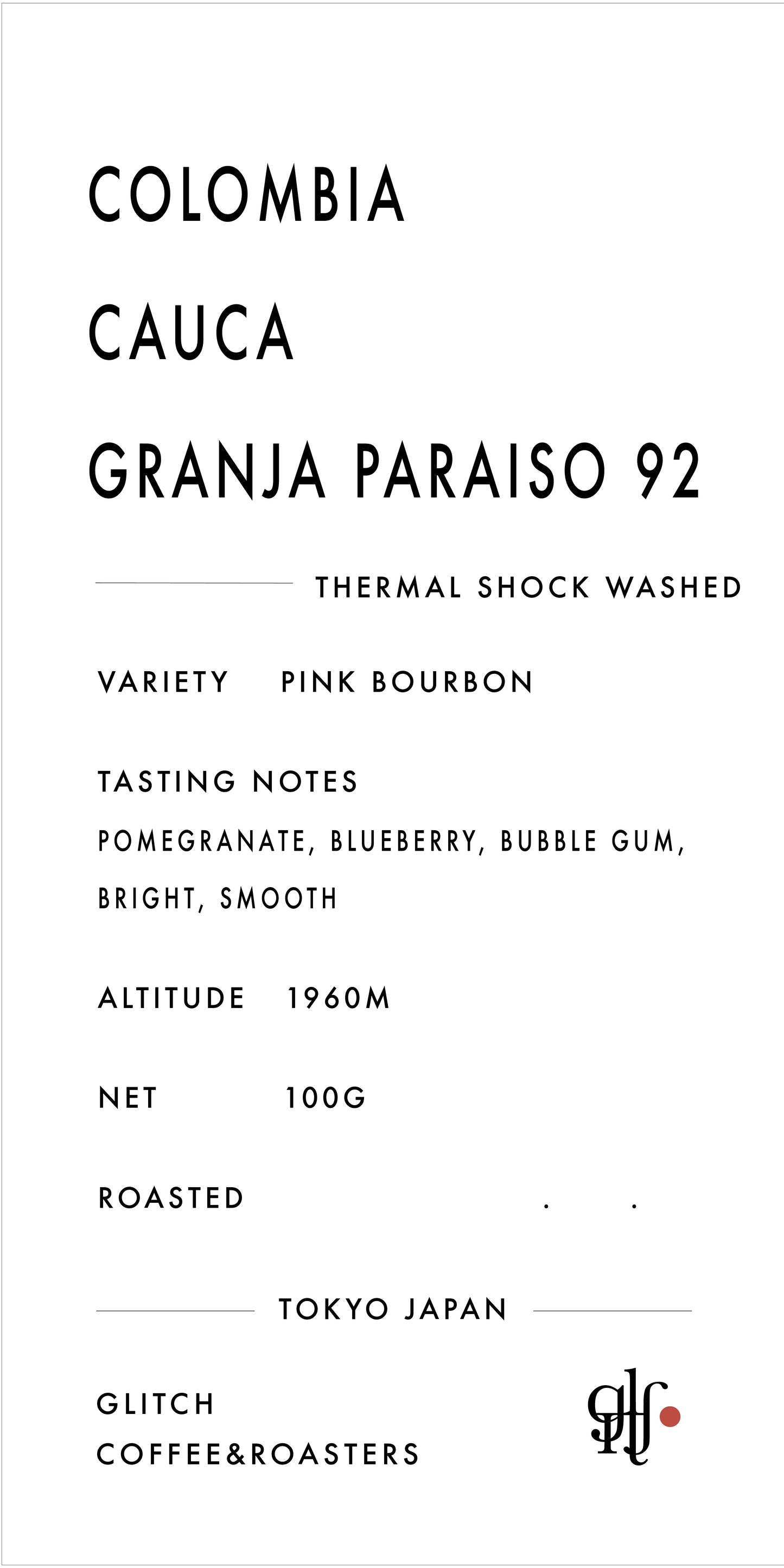 【NEW】Colombia Cauca Granja Paraiso 92