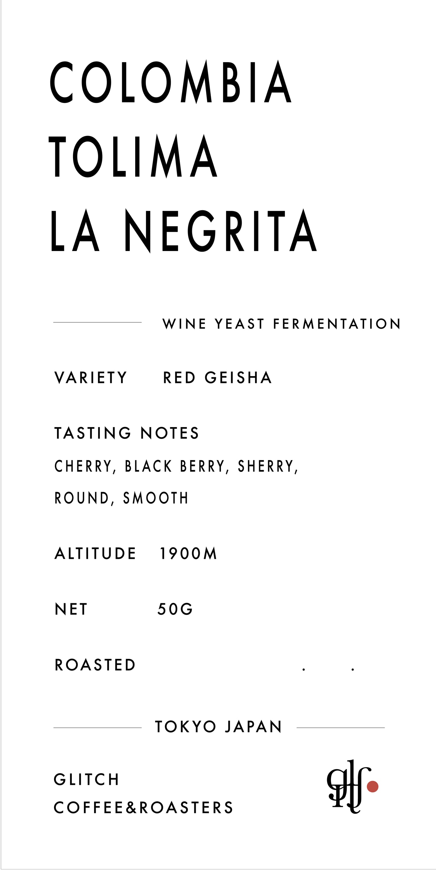 【NEW】 Colombia Tolima La Negrita "Typica Mejorado" | 50g