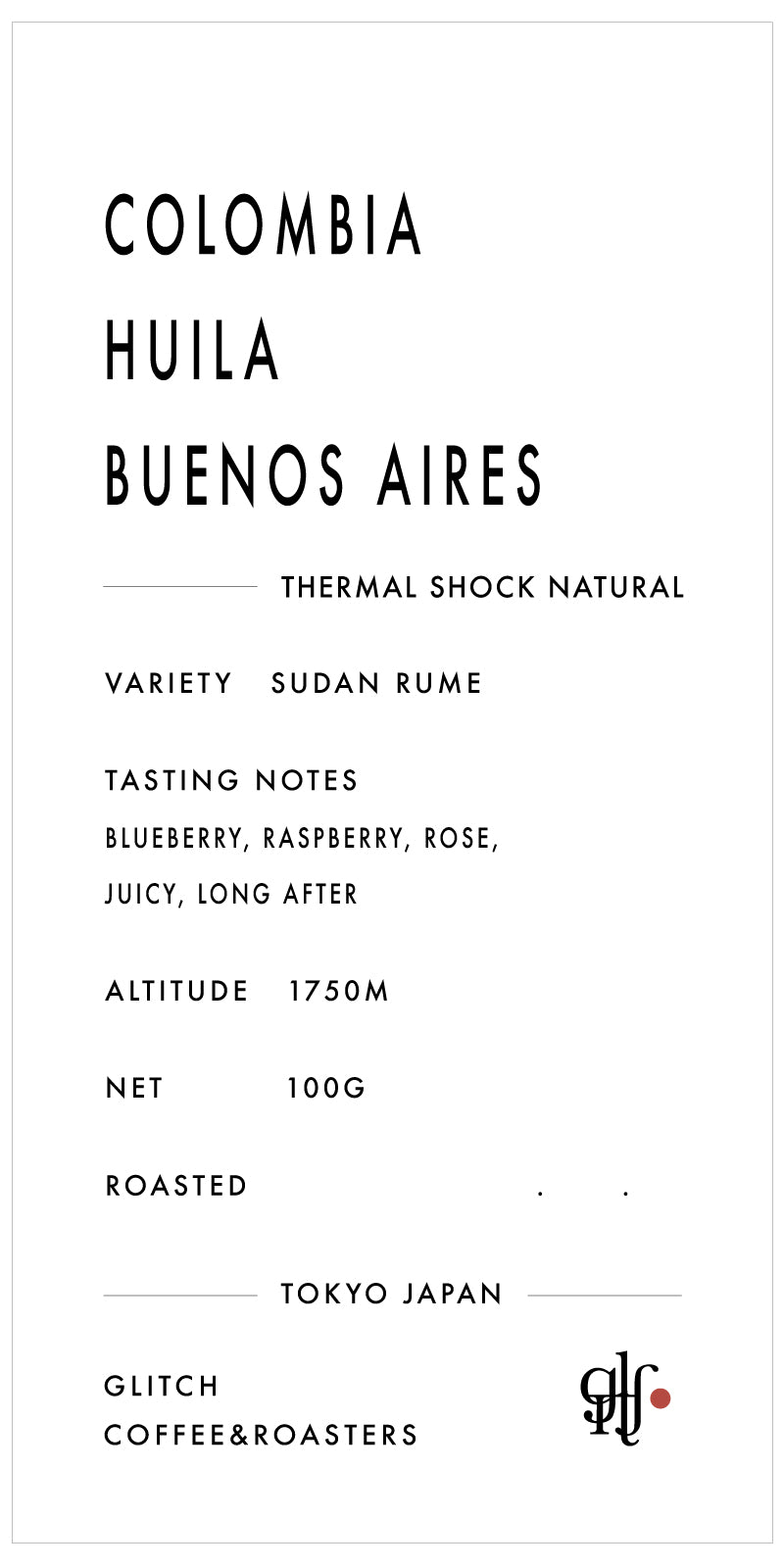 【New】Colombia Huila Buenos Aires