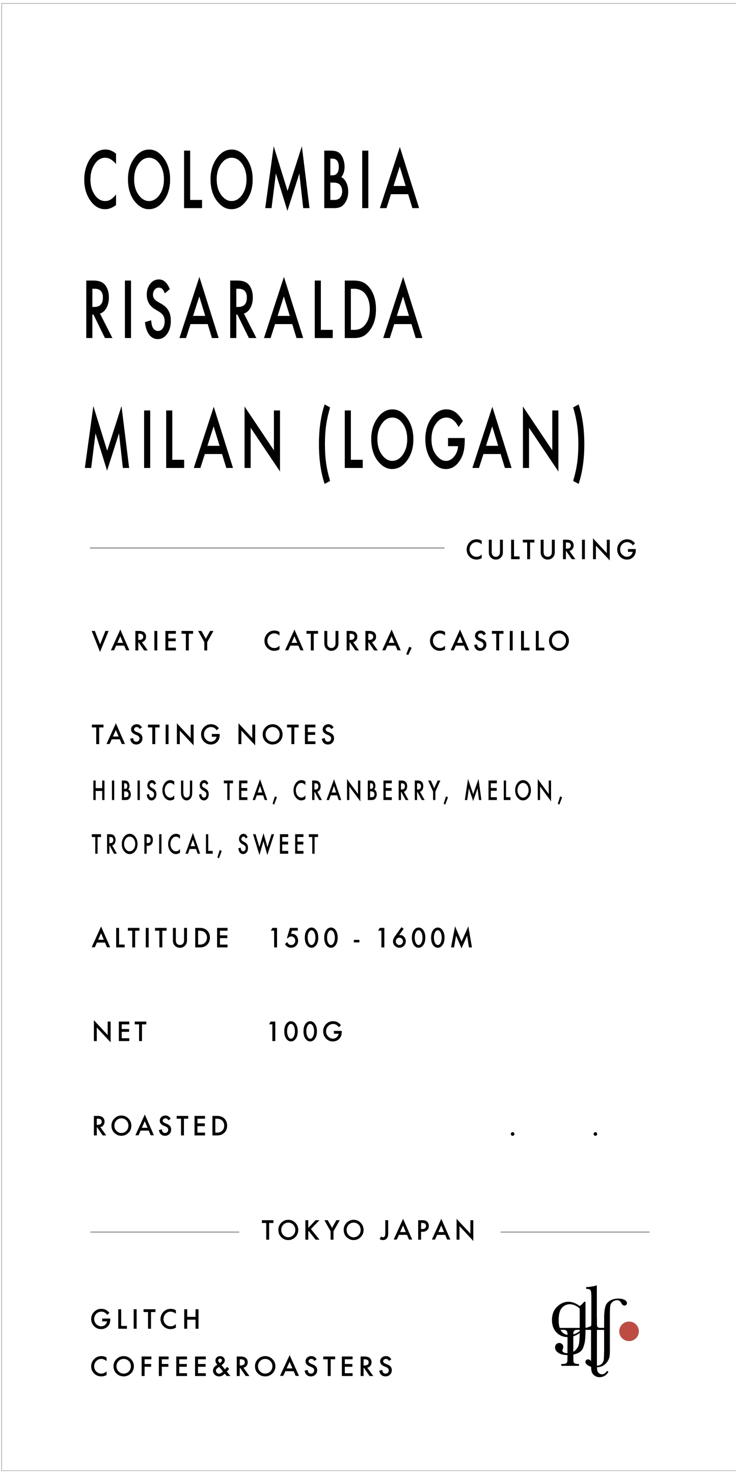 【NEW】Colombia Risaralda Milan "Logan"